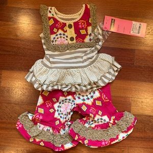 Mustard Pie Colette Romper Set in Magenta Sunrise